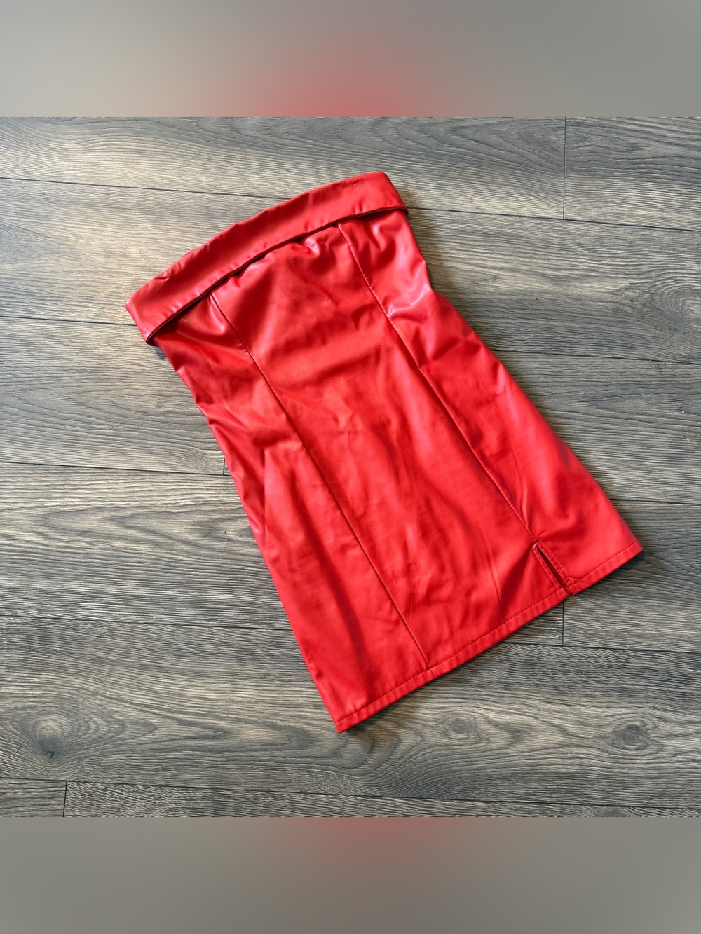 Forever 21 Strapless Red Faux Leather Dress